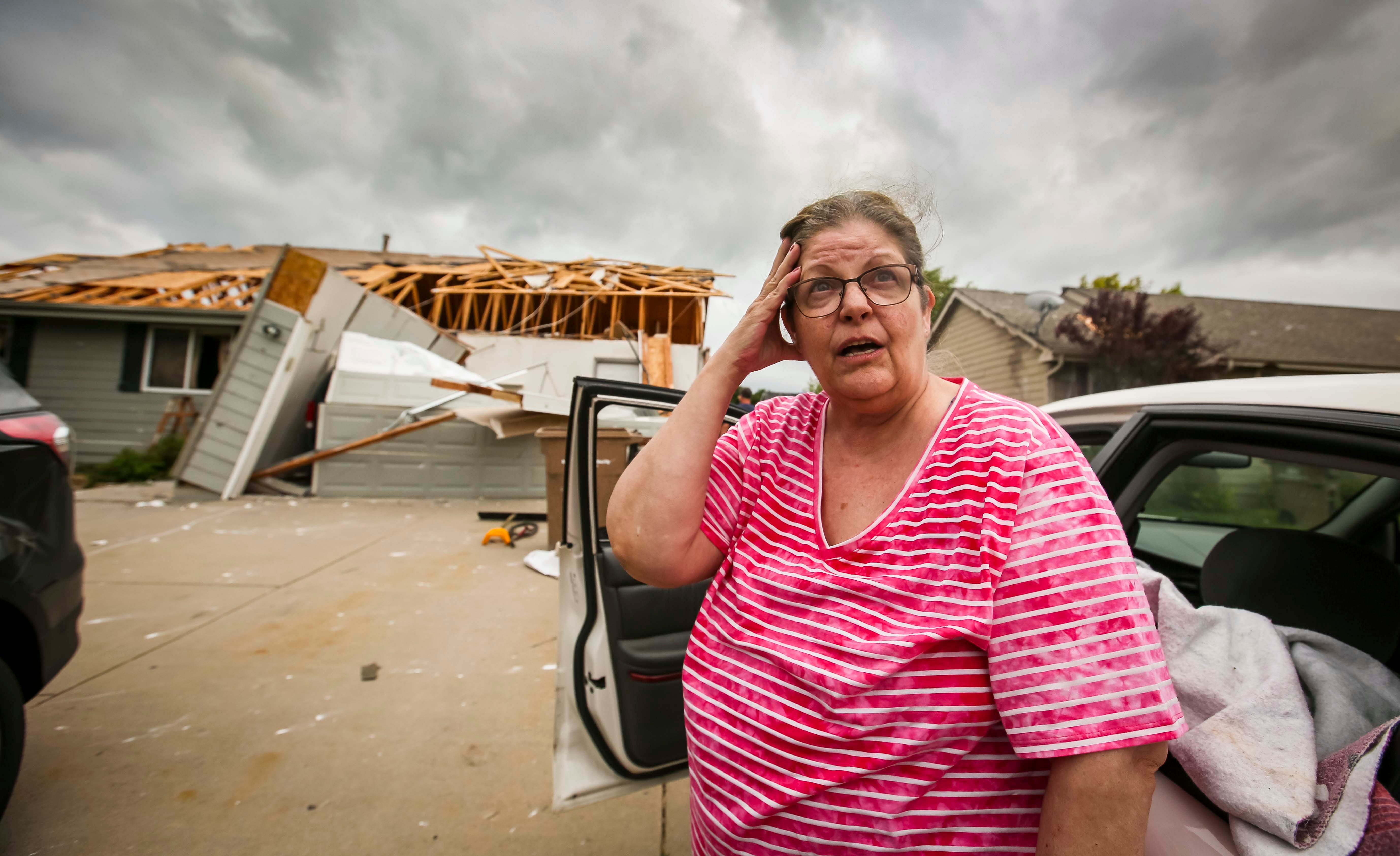 Susan Ratliff's home was destroyed on the west end of Bondurant, Iowa, Friday, July 20, 2018, after a tornado slashed through the town the day Thursday afternoon. She was on the top step of her basement stairs when it hit the home.