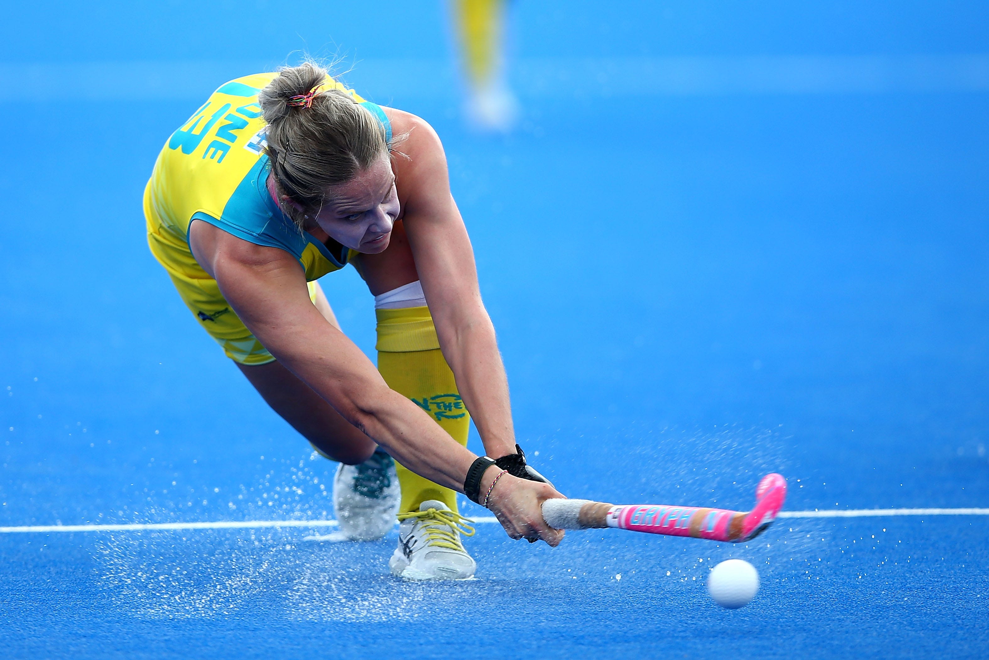 Edwina Bone of Australia in action during the Pool D game between Australia and New Zealand of the FIH Women's Hockey World Cup at Lee Valley Hockey and Tennis Centre in London.