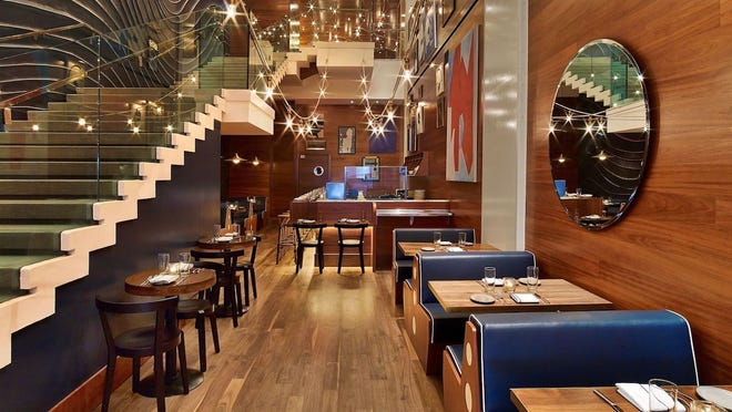 33. Blue Fin<br />Location: New York, NY<br />Almanac sales: $17,500,000 (est.)<br />Avg. check: $72 (est.)<br />Meals served annually: 243,000<br />The recently remodeled Blue Fin in the Times Square W Hotel proposes an extensive menu of sushi and other seafood, plus a couple of steaks and a New York State of Mind burger, made with all New York State ingredients.