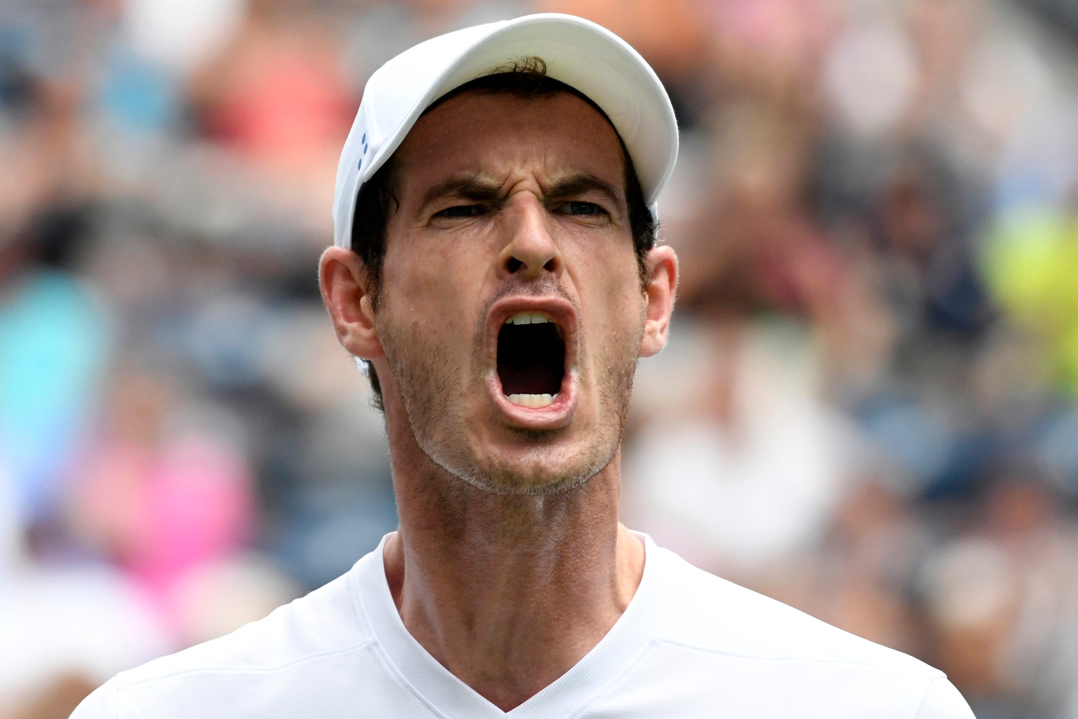 Andy Murray of Great Britain reacts during his match on day one of the 2018 U.S. Open tennis tournament at USTA Billie Jean King National Tennis Center in New York.