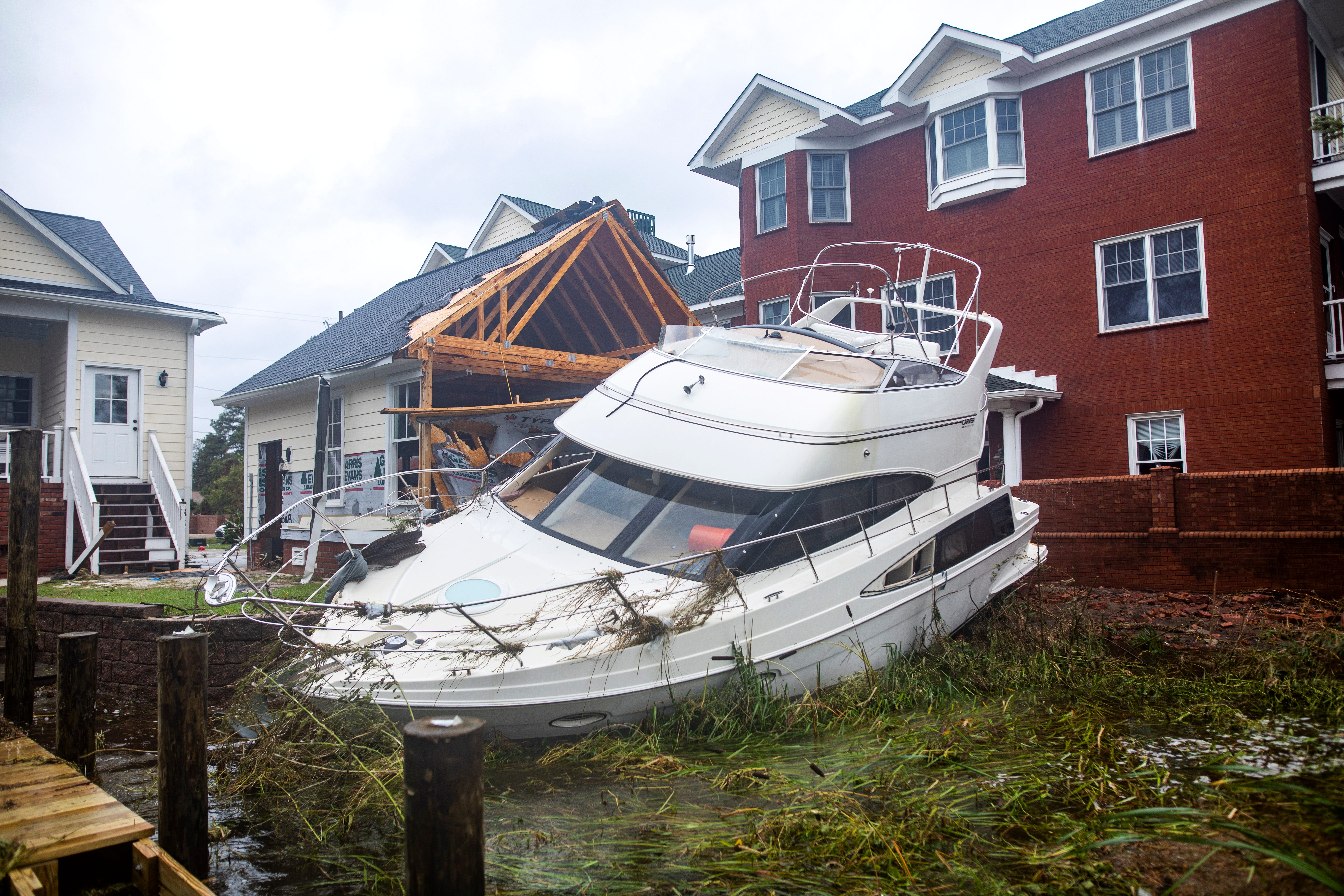 A destroyed boat after Hurricane Florence's storm surge tore through New Bern, N.C.