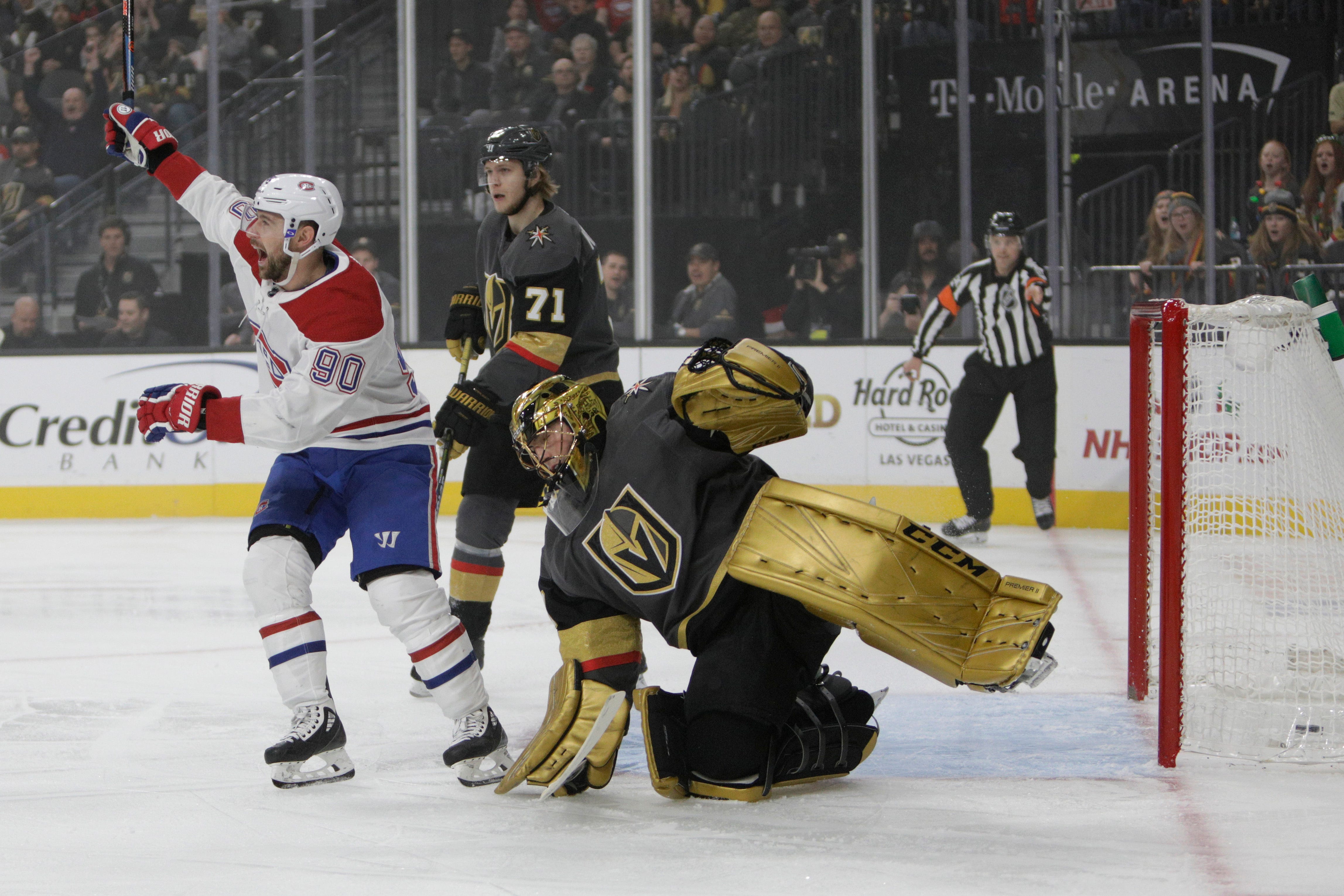 Danault scores 3, Byron in OT to lift Habs over Vegas