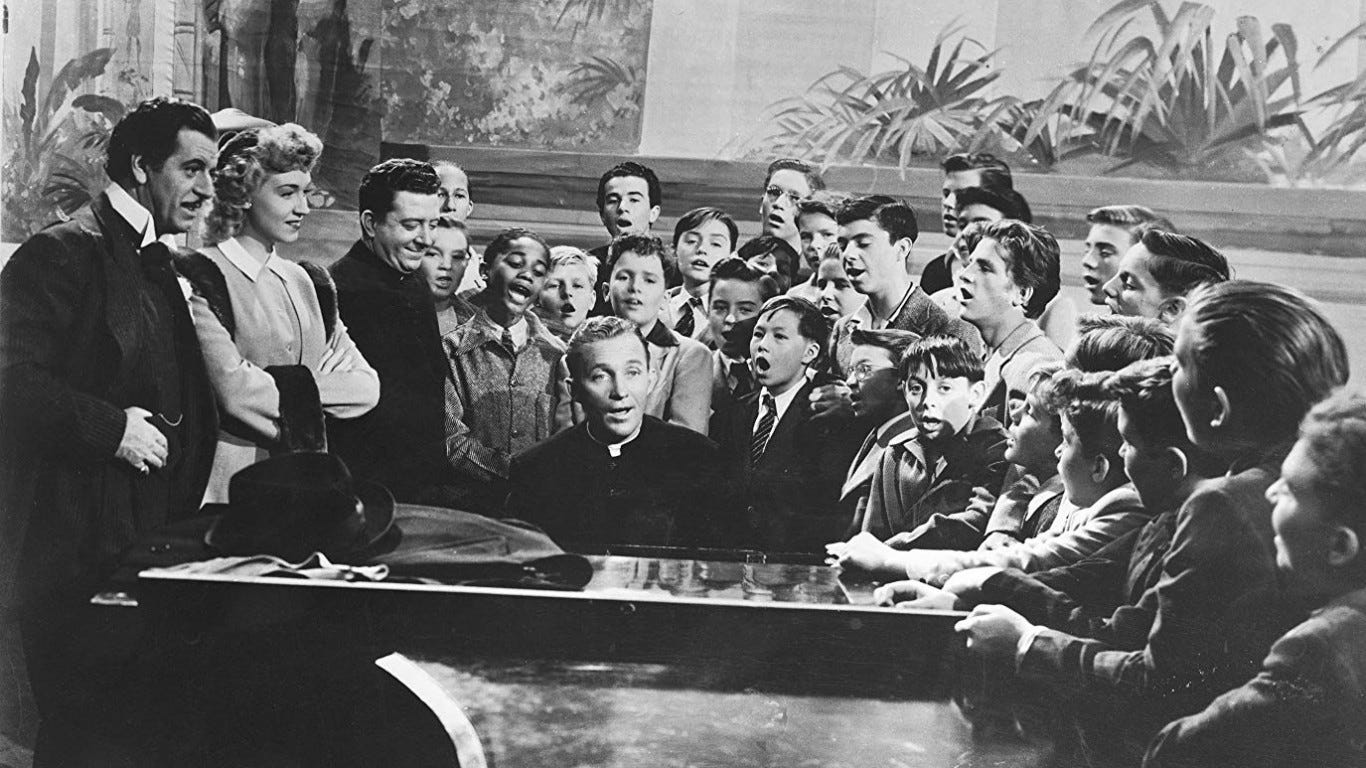 Bing Crosby, center, leads the church choir in the Oscar-winning musical "Going My Way."