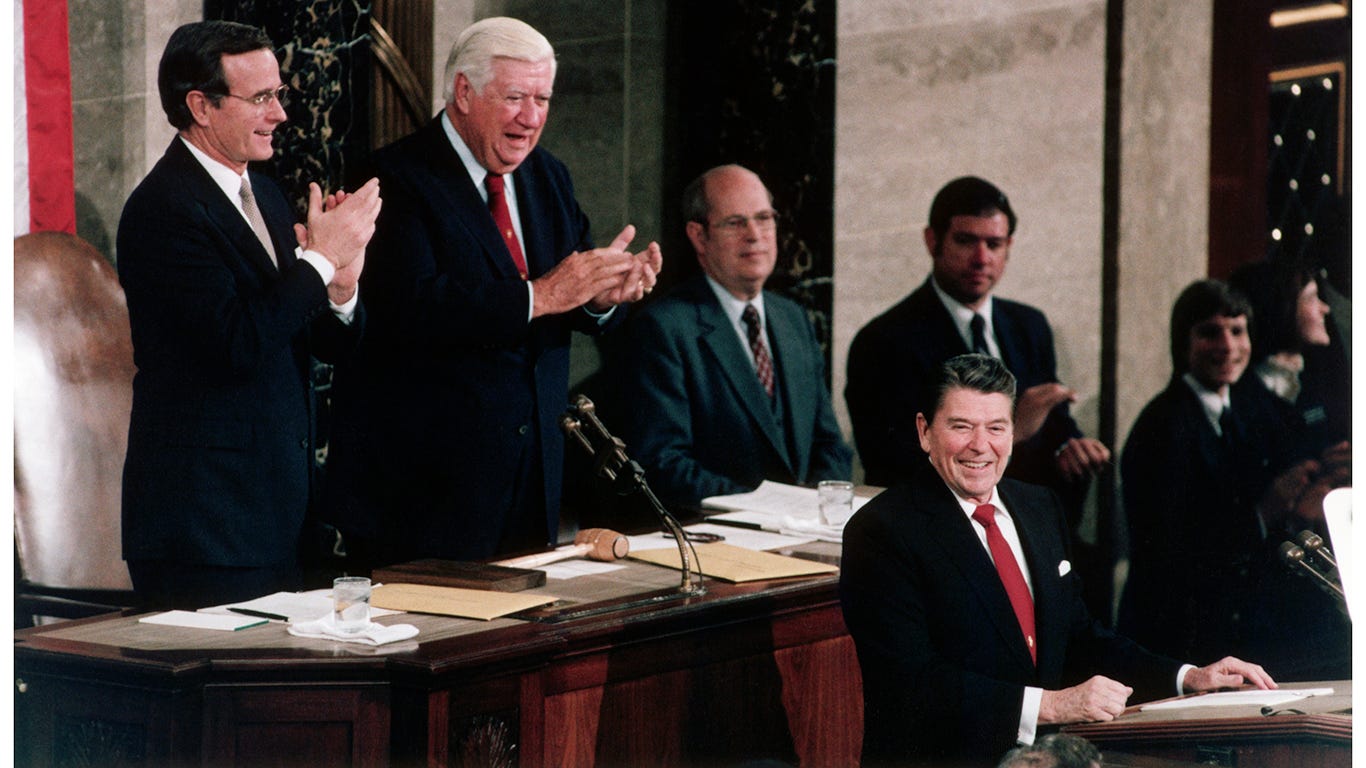 President Ronald Reagan at the 1984 State of the Union address.