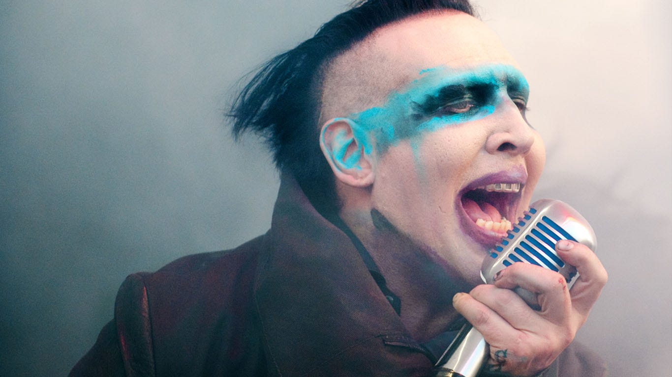 72. Marilyn Manson &nbsp; &nbsp; &bull; Total number of U.S. shows:  23 &nbsp; &nbsp; &bull; Followers on Songkick:  635,727 &nbsp; &nbsp; &bull; Most recent album:  Heaven Upside Down (2017) Goth performer Marilyn Manson begins his 2020 tour in the United States in May at the State Farm Arena in Atlanta. The first part of Manson's tour will be in the eastern part of the U.S. and finish in the west in late July. Some tour dates will feature heavy metal veteran Ozzy Osbourne.