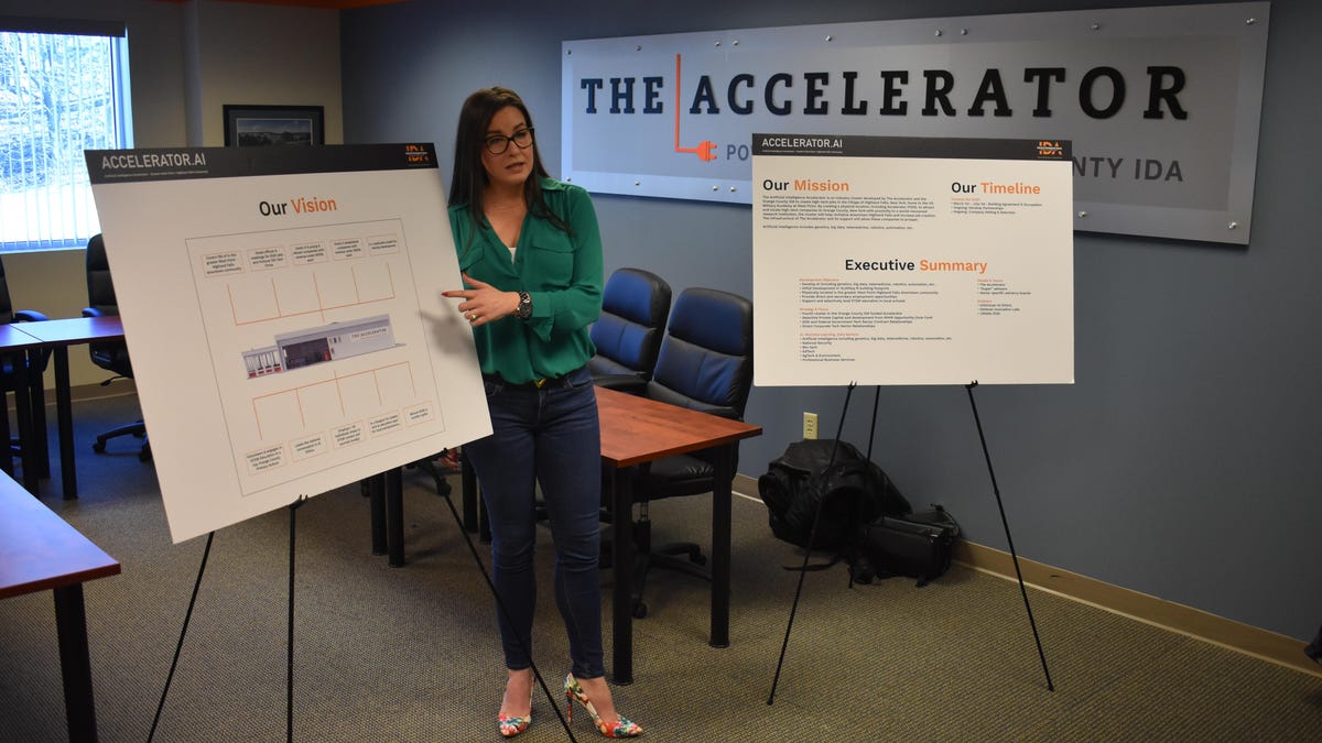 02-24-2020 -Laurie Villasuso, CEO of the Orange County Industrial Development Agency, briefs her staff on Monday at the IDA's New Windsor headquarters about plans for the IDA to open a new artificial intelligence-themed Accelerator incubator this year in Highland Falls.