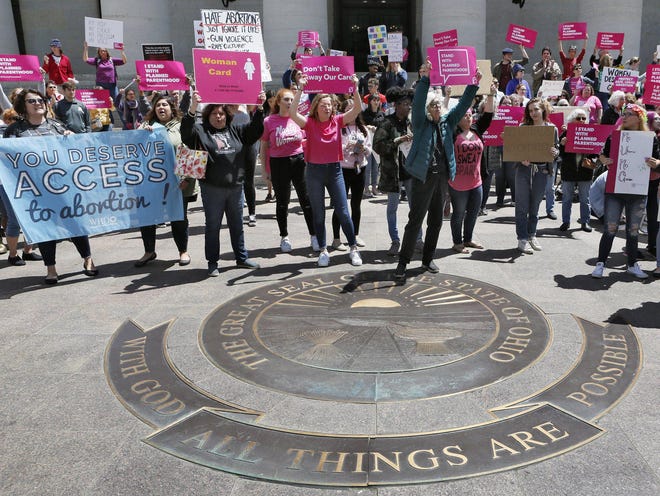 Stop The Bans pro-choice protesters rallied at the Ohio Statehouse in 2019 against bans on abortion.