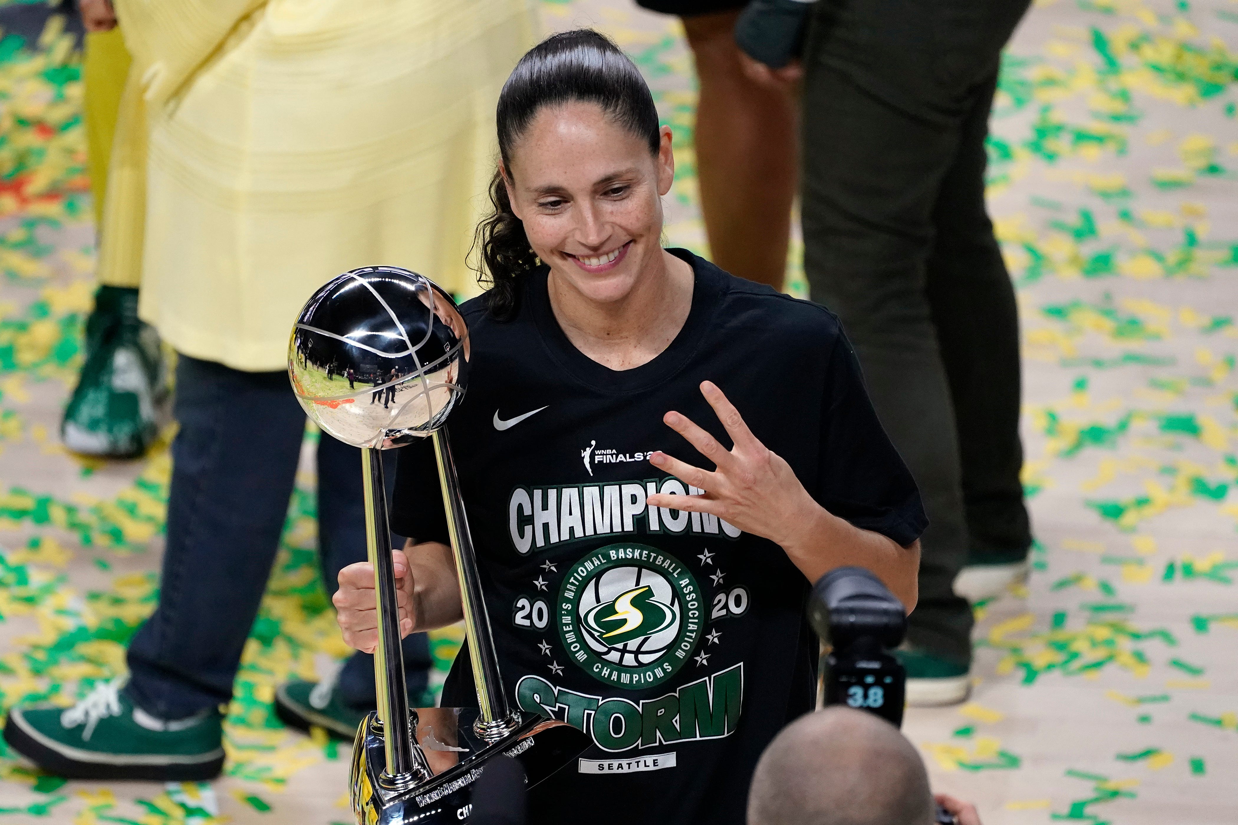 Sue Bird won four WNBA titles with the Seattle Storm after winning two NCAA titles with UConn.