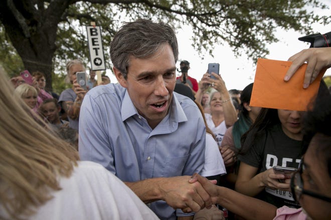 Former congressman Beto O'Rourke, a one-time Democratic candidate for the U.S. Senate, seen here greeting supporters at a rally at Mueller Lake Park in October 2018, will teach a class at the University of Texas' LBJ School of Public Affairs this spring.