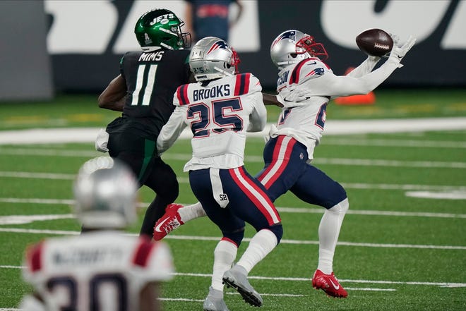 Patriots cornerback J.C. Jackson had been beaten twice for touchdowns by the New York Jets Monday night, but put all that behind him as he made this interception in the fourth quarter that led to New England's comeback victory.