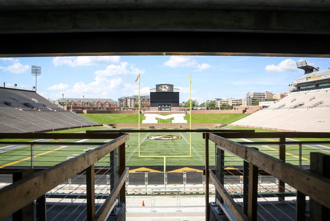 Faurot Field is seen from the South End Zone complex at Memorial Stadium.