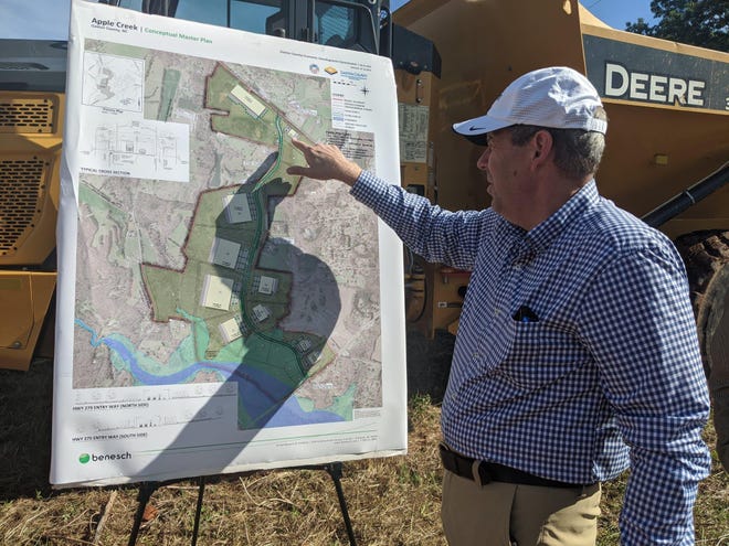 Donny Hicks, executive director of the Gaston County Economic Development Commission, talks about the companies who have committed to the new Apple Creek Corporate Park near Dallas.