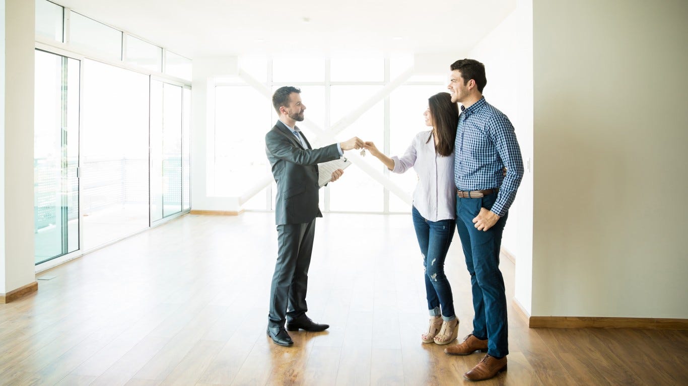 14. Real estate brokers     • Avg. annual wage:  $81,450     • Total employment:  42,730     • Projected employment change (2018-2028):  +7.1% Real estate brokers represent the different parties in real estate deals, such as buying, selling, and renting of properties. The average real estate broker earns $81,450 a year, more than twice the $39,914 average for occupations without a postsecondary degree requirement. While real estate broker positions generally require just a high   school diploma, most brokers must take state-accredited courses and earn a state-issued broker's license.  The most lucrative metro area for the profession is Boston, where the average annual salary is $121,500. Other high-paying metro areas for real estate brokers include New York, New York, Green Bay, Wisconsin, and Indianapolis, Indiana.     ALSO READ: Most Affordable Colleges With Best Outcomes in Every State