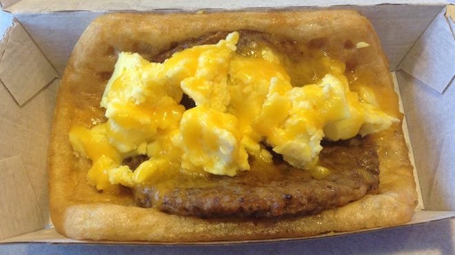 Breakfast waffle taco