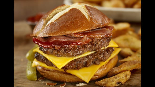 Pretzel bacon cheeseburger