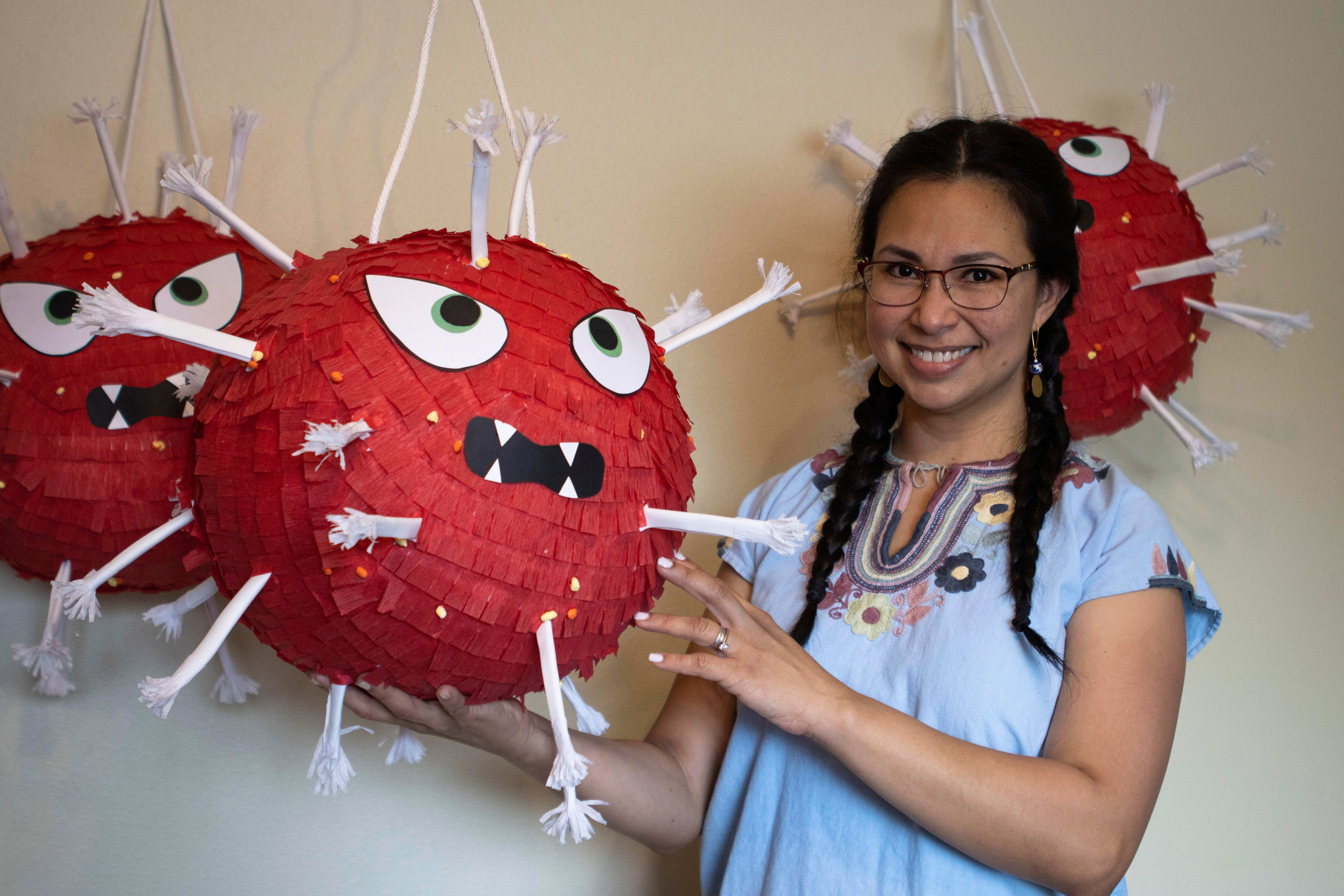 Carolina Tolladay Vidal’s custom-made coronavirus pinatas – crafted in her Anchorage, Alaska, home – are a hit.