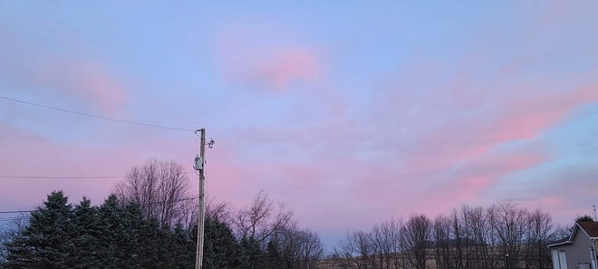 The Friday morning sunrise colored the sky pink over Meyersdale.  
