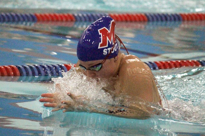 Martinsville sophomore Molly Stout finished first in the 100-yard breaststroke during Thursday’s meet against Owen Valley. (Melissa Dillon / Correspondent)