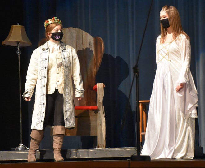 The King (Hannah Amos) is shown with the Frog Princess (Emily Collier). (Amanda York / Spencer Evening World)