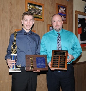 Shanksville’s Aaron Smith, left, was named MVP and Robert Snyder was voted Coach of the Year at the all-county awards banquet Sunday night.