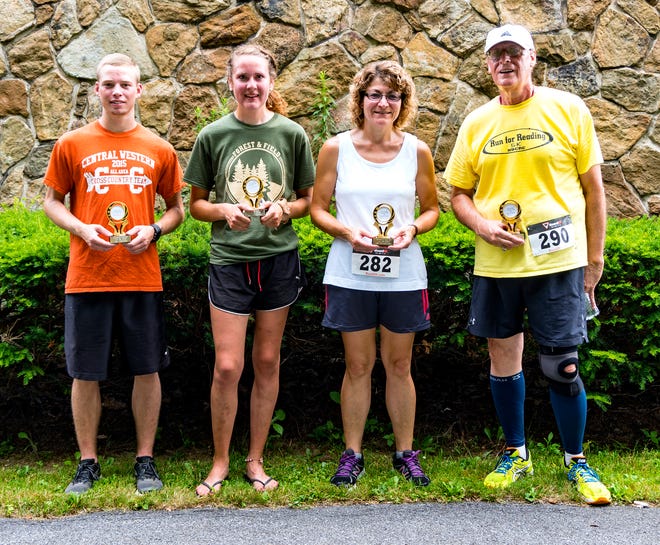 The 2nd Annual Forest &amp; Field 5K was held Saturday at the Somerset Historical Center. Pictured, from left, are Cejay Walker and Lori Horning, run winners, and Dawn Bennett and William Obert, walk winners.