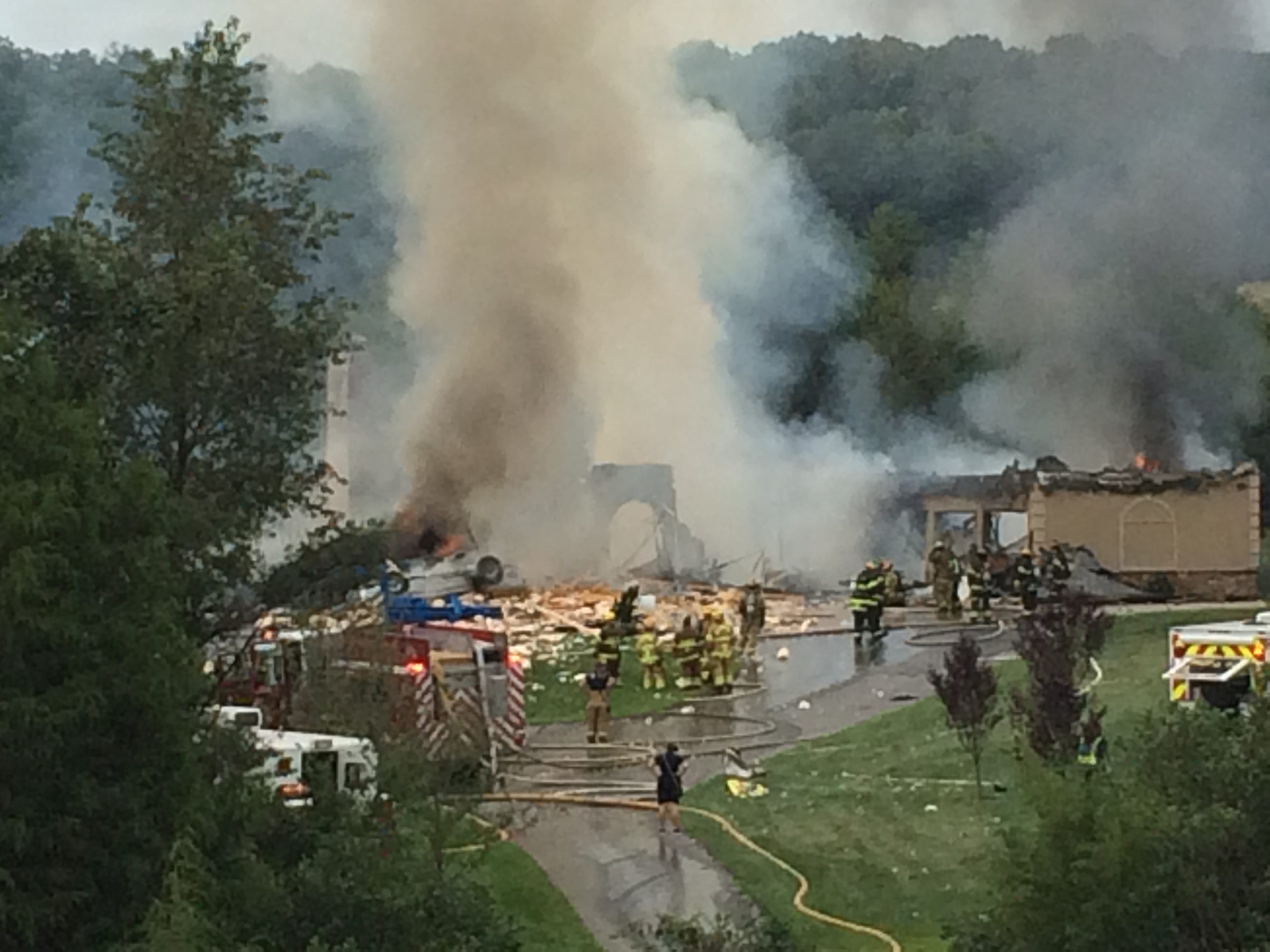 Fire, reported explosion destroy home near Hancock