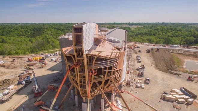 The Ark Encounter project, said to be the largest timber-framed structure in the world, will open on Thursday in Williamstown, Ky. (40 miles south of Cincinnati). The Troyer Group, of Mishawaka, designed and built the ark. The project began about 7 years ago with the planning and permitting process. Photo provided