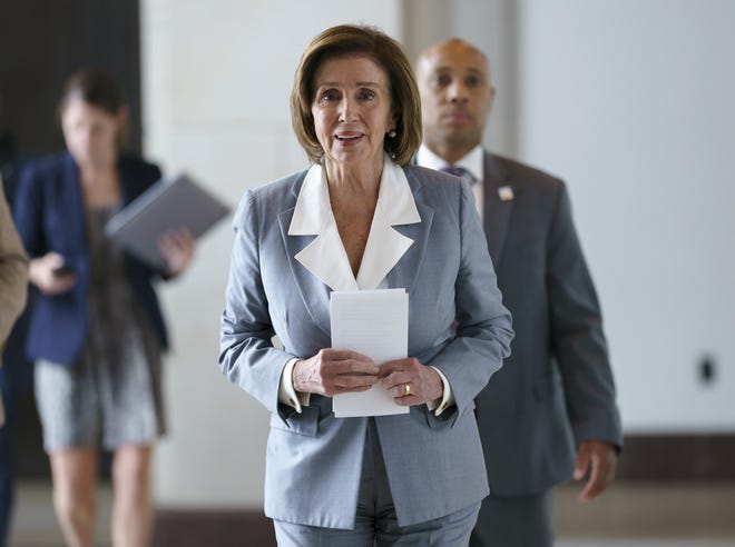 Speaker of the House Nancy Pelosi, D-Calif., walks through the Capitol in Washington, Wednesday, June 30, 2021, before bringing the vote to the floor on creation of a select committee to investigate the Jan. 6 Capitol insurrection. (AP Photo/J. Scott Applewhite)