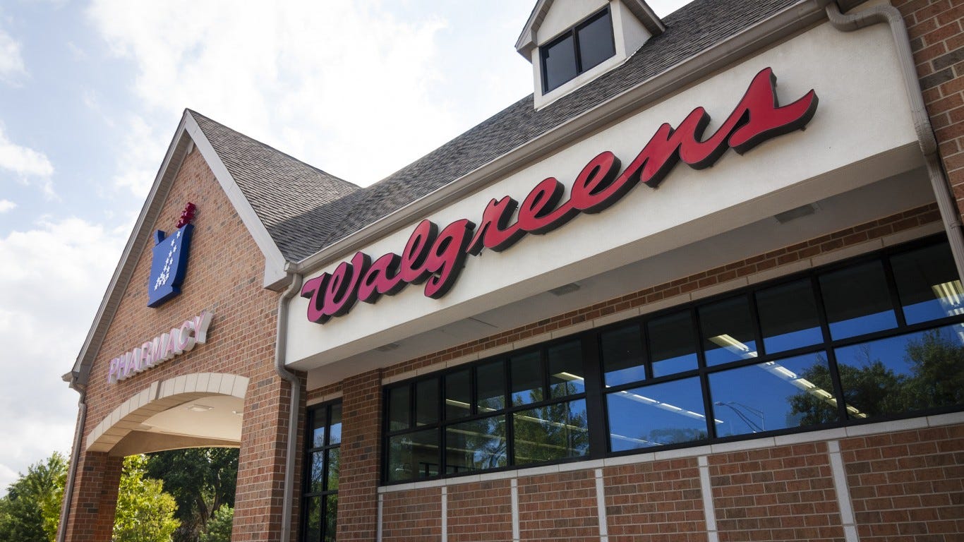 8. Walgreens     • % of adults with a positive opinion:  69.0%     • No. of US stores:  9,277    ALSO READ: 50 Most Valuable Brands in the World
