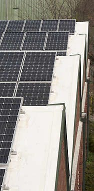Four sets of solar panels are installed on the roof of the Showers Building in downtown Bloomington in mid-March. David Snodgress | Herald-Times