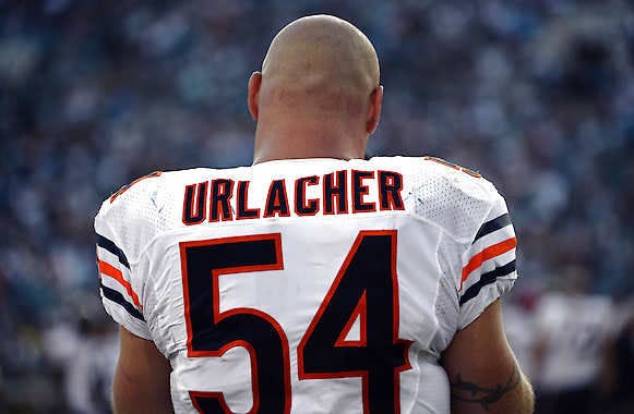 Brian Urlacher watches from the sideline during the second half against Jacksonville on Oct. 7, 2012.Phelan M. Ebenhack | Associated Press
