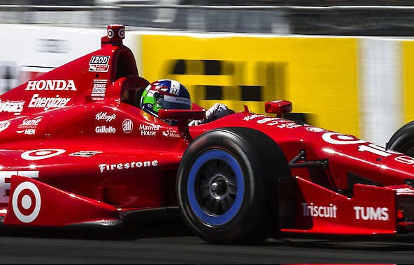 Dario Franchitti drives during qualifying for the IndyCar Grand Prix of Long Beach on Saturday. Ringo H.W. Chiu | Associated Press