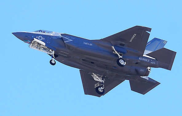 The first F-35B fighter jet attached to Marine Fighter Attack Squadron 121 arrives Friday afternoon at Marine Corps Air Station Yuma in Yuma, Ariz. Craig Fry | The Yuma Sun, Associated Press