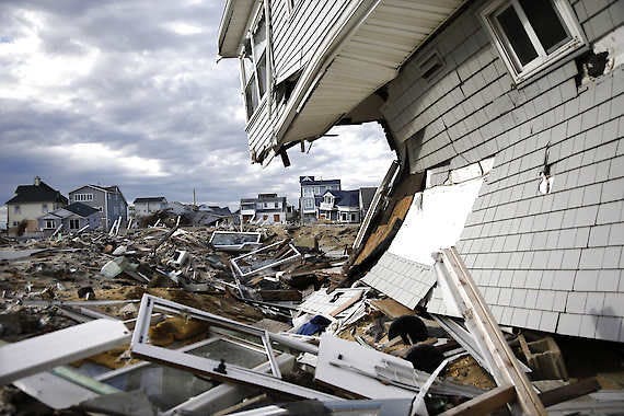 Homes destroyed last October by Superstorm Sandy are seen Thursday at Ortley Beach, in Toms River, N.J.Mel Evans | Associated Press