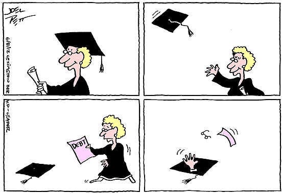 Cartoon: Cap, gown, debt
