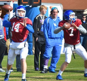 Stoops says Patrick Towles and Drew Barker both improving and UK can win with both