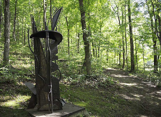 Sculptures of many forms by many different artists line the paths through the woods at Sculpture Trails near Solsberry.Monty Howell | Herald-Times