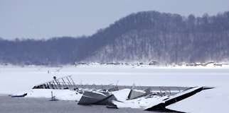 A boat dock at Fourwinds is collapsed today under the weight of snow. Jeremy Hogan | Herald-Times