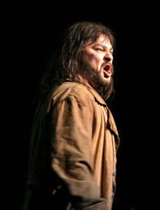 Randal Keith as Jean Valjean in "Les Miserables" at the IU Auditorium Wednesday night. YouthINK photo by Wes Monts, Bloomington High School South
