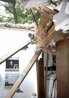 The sky is visible from some rooms in the Everitt family\'s home at 6283 Holly Drive in Ellettsville after it was hit by falling trees on May 11 and 14. Courtesy photo