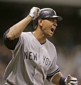 The Yankees\' Alex Rodriguez celebrates his 400th career home run in the eighth inning against the Brewers Wednesday night. Morry Gash | Associated Press