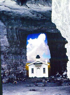 "Cave with White Chapel," a photo collage by Beth McCall, is one of the items in the new exhibit opening Friday at the John Waldron Arts Center in Bloomington. Courtesy art