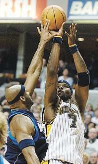 Jermaine O\'Neal became the first Pacer to be named to four straight NBA All-Star teams on Tuesday. AP photo