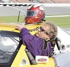Steve Kinser prepares to make a practice run in an IROC series car Tuesday at Daytona International Speedway in Daytona Beach, Fla. Kinser is set to compete today in the 100 mile, International Race of Champions. AP photo
