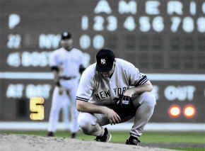 New York\'s Roger Clemens takes a breather on the mound during Saturday\'s 13-1 loss to the Boston Red Sox. AP Photo