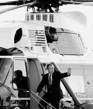 President Bush boards Marine One heading for his ranch in Crawford, Texas, on Friday at Fort Hood, Texas. AP photo
