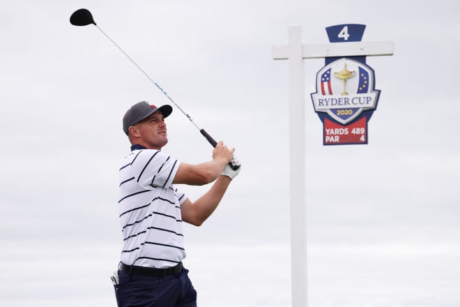 Bryson DeChambeau helped the American team win the Ryder Cup at Whistling Straits in Wisconsin on Sunday before switching modes for the Professional Long Drivers Association's World Championship in Nevada. (Photo by Patrick Smith/Getty Images)