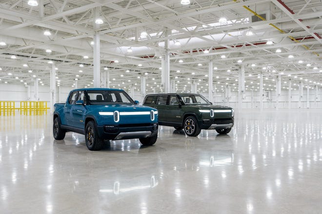The Rivian R1T Pickup truck and R1S utility vehicle.