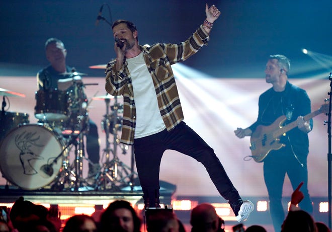 Walker Hayes performs "AA" at the CMT Music Awards on Monday, April 11, 2022, at the Municipal Auditorium in Nashville, Tenn. (AP Photo/Mark Humphrey)
