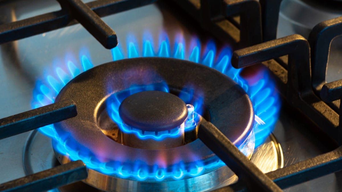 Gas burner on a stove.